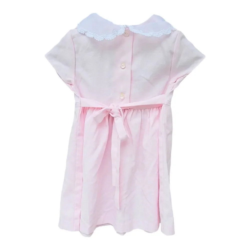 Bonnie Jean Girls Pink Lace Collared Rose Dress Size 4 Wedding Party Church Wear - Picture 2 of 6